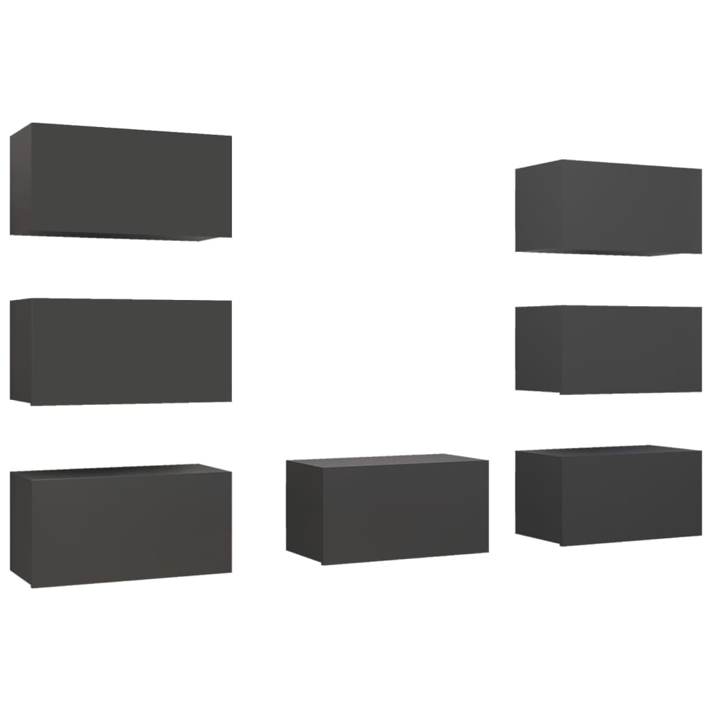 vidaXL TV Cabinets 7 pcs Grey 30.5x30x60 cm Engineered Wood