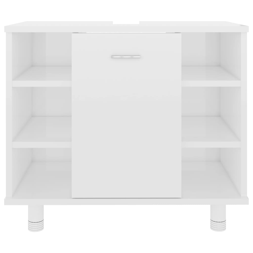 vidaXL Bathroom Cabinet High Gloss White 60x32x53.5 cm Engineered Wood