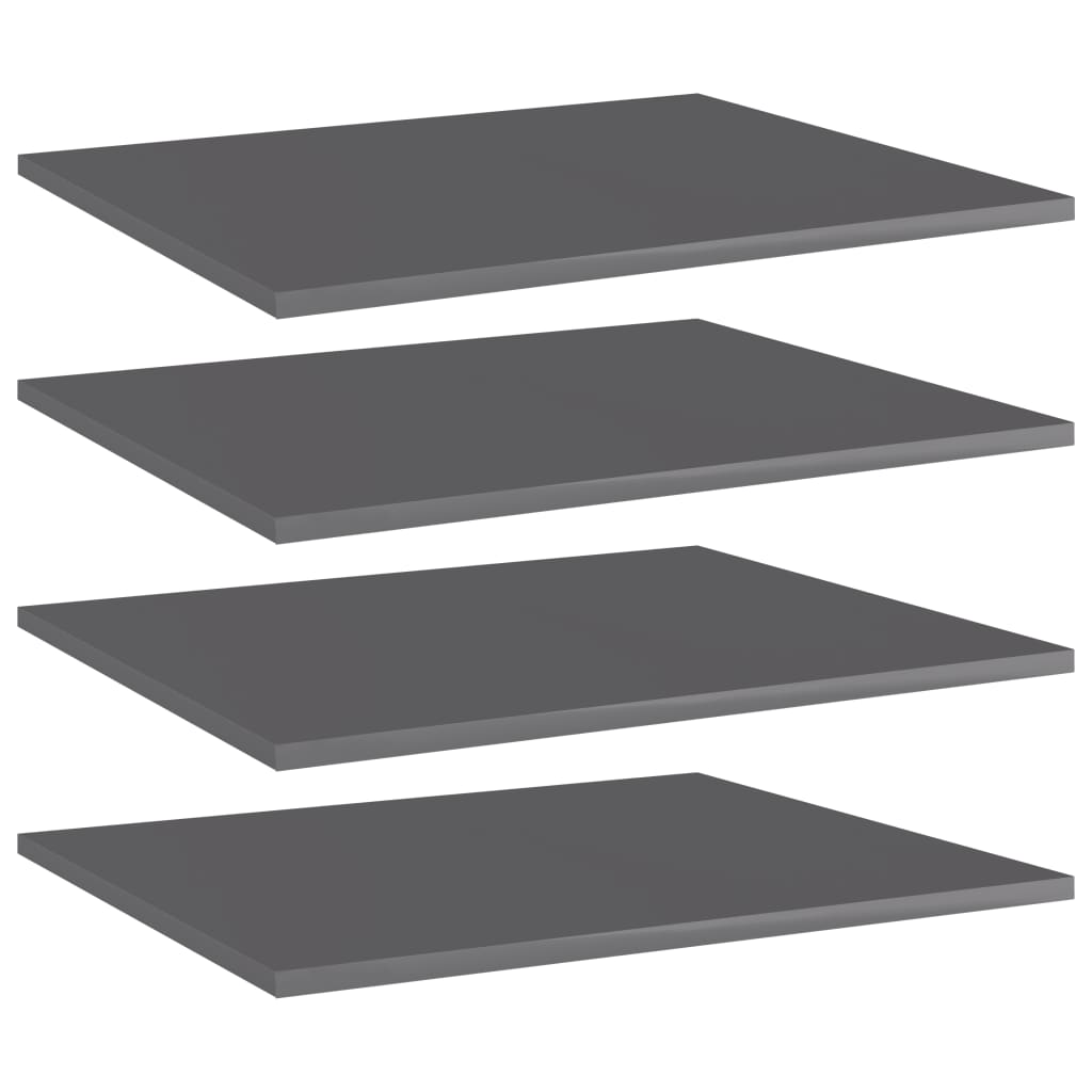 vidaXL Bookshelf Boards 4 pcs High Gloss Grey 60x50x1.5 cm Engineered Wood