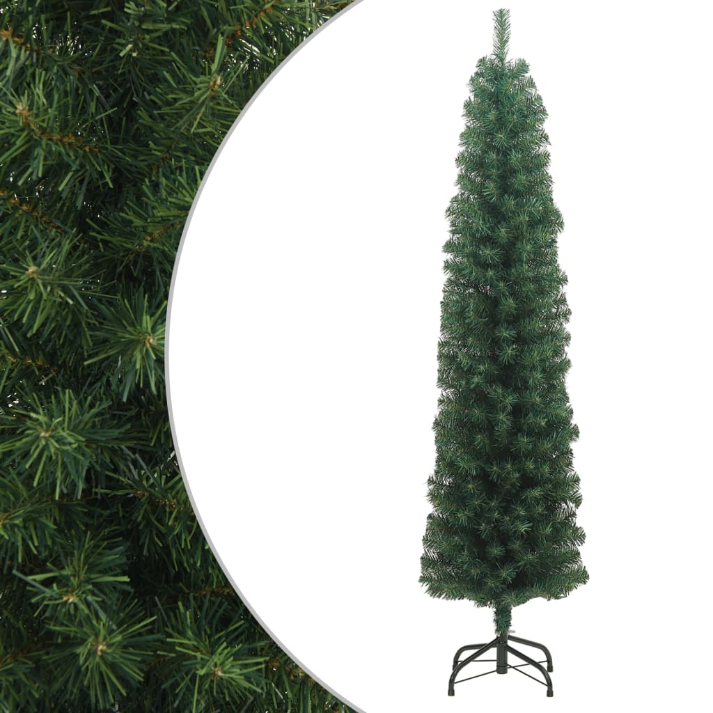 vidaXL Slim Artificial Christmas Tree with Stand Green 210 cm PVC