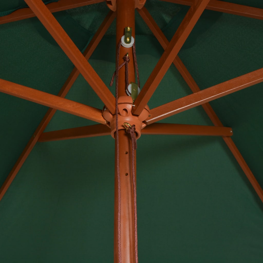 vidaXL Parasol 270x270 cm Wooden Pole Green