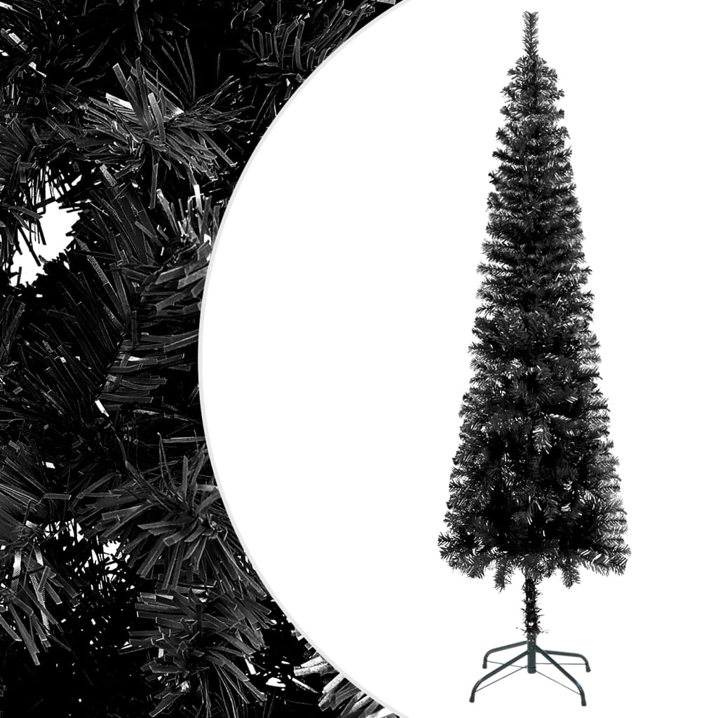 vidaXL Slim Pre-lit Christmas Tree Black 240 cm