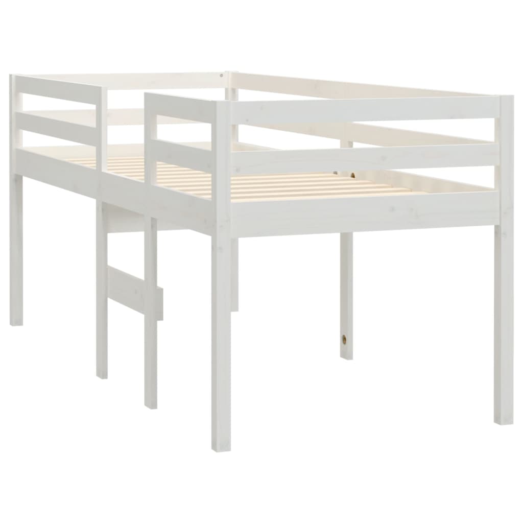 vidaXL High Sleeper Bed White 90x190 cm Single Solid Wood Pine