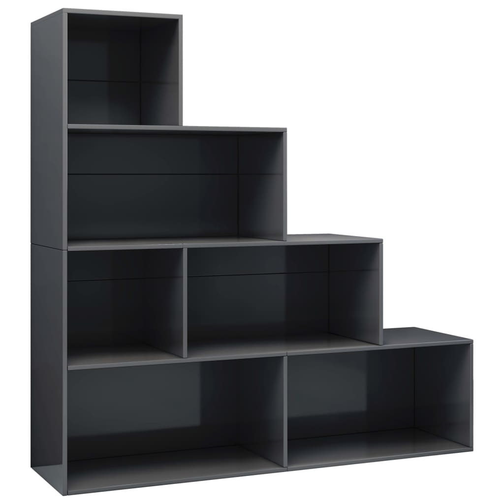 vidaXL Book Cabinet/Room Divider High Gloss Grey 155x24x160 cm Engineered Wood
