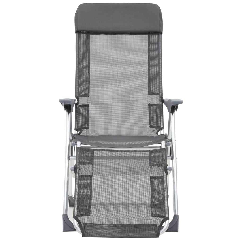 vidaXL Folding Camping Chairs 2 pcs with Footrest Grey Aluminium