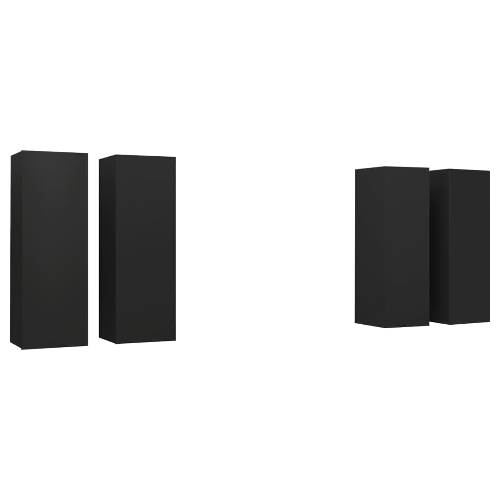 vidaXL TV Cabinets 4 pcs Black 30.5x30x90 cm Engineered Wood
