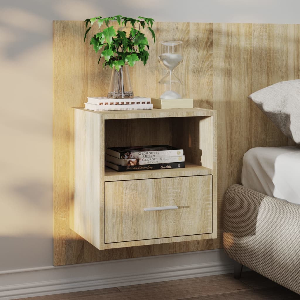 vidaXL Wall-mounted Bedside Cabinet Sonoma Oak