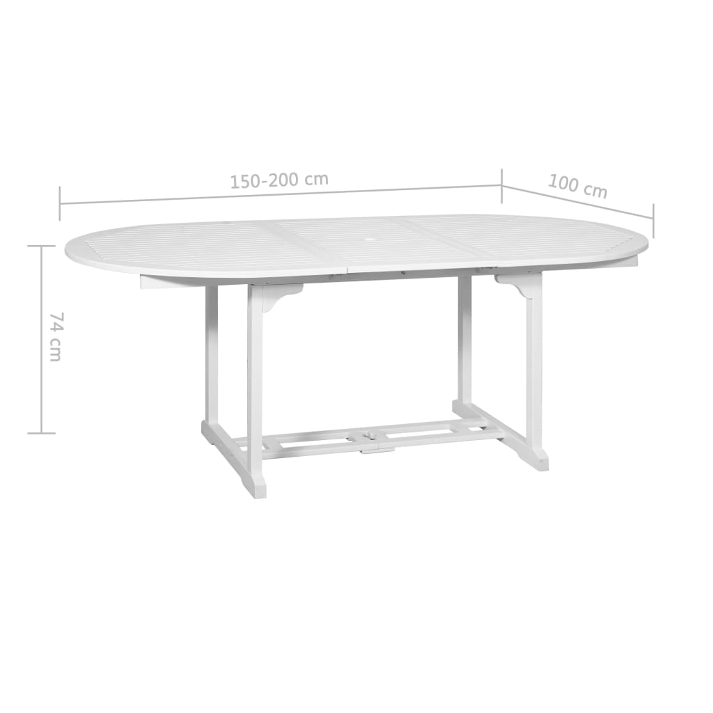 vidaXL Garden Table White 200x100x74 cm Solid Acacia Wood