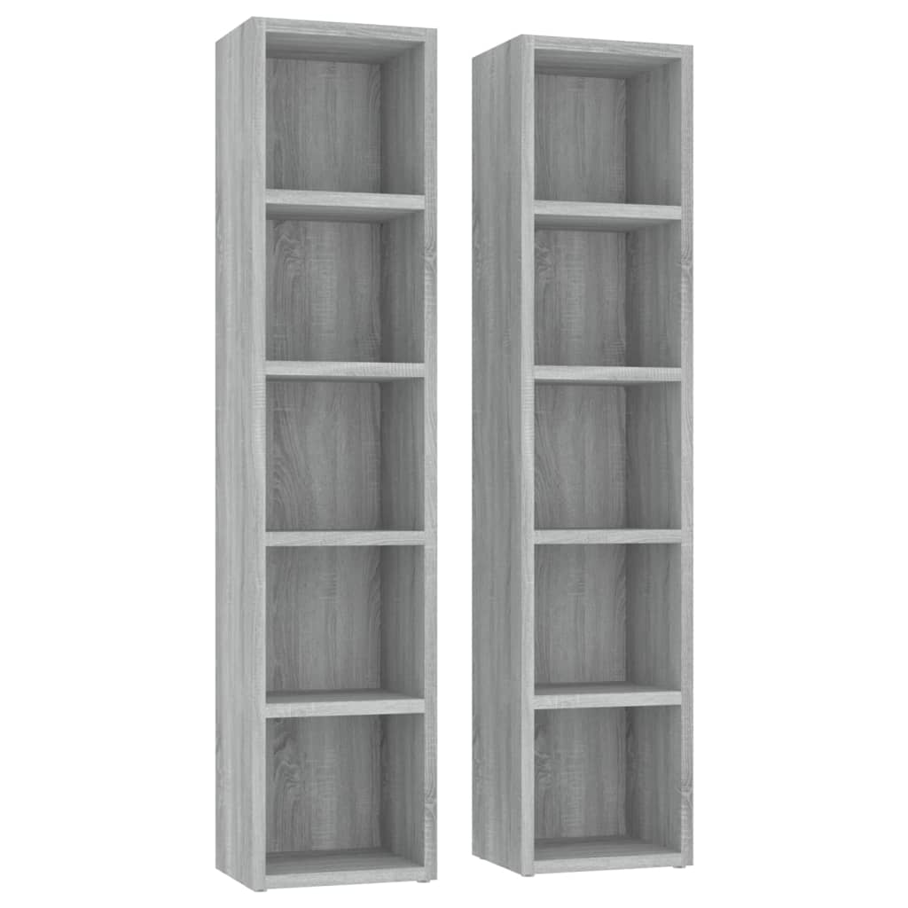 vidaXL CD Cabinets 2 pcs Grey Sonoma 21x16x93.5 cm Engineered Wood