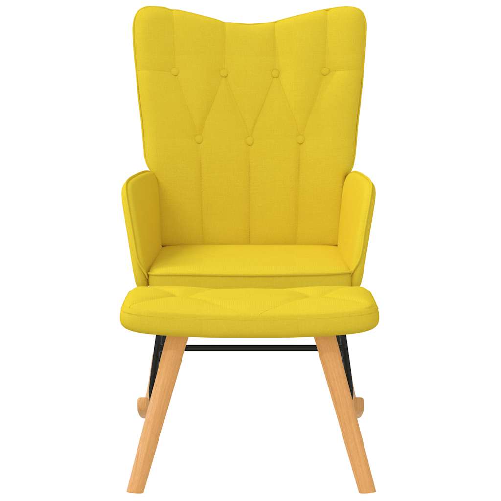vidaXL Rocking Chair with a Stool Mustard Yellow Fabric