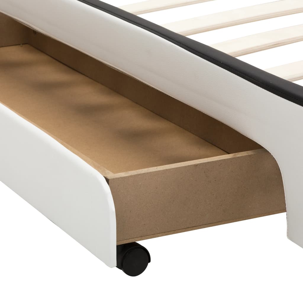vidaXL Bed Frame with Drawers White Faux Leather 183x203 cm King Size
