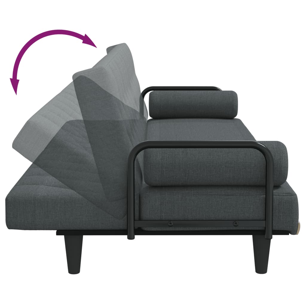 vidaXL Sofa Bed with Armrests Dark Grey Fabric