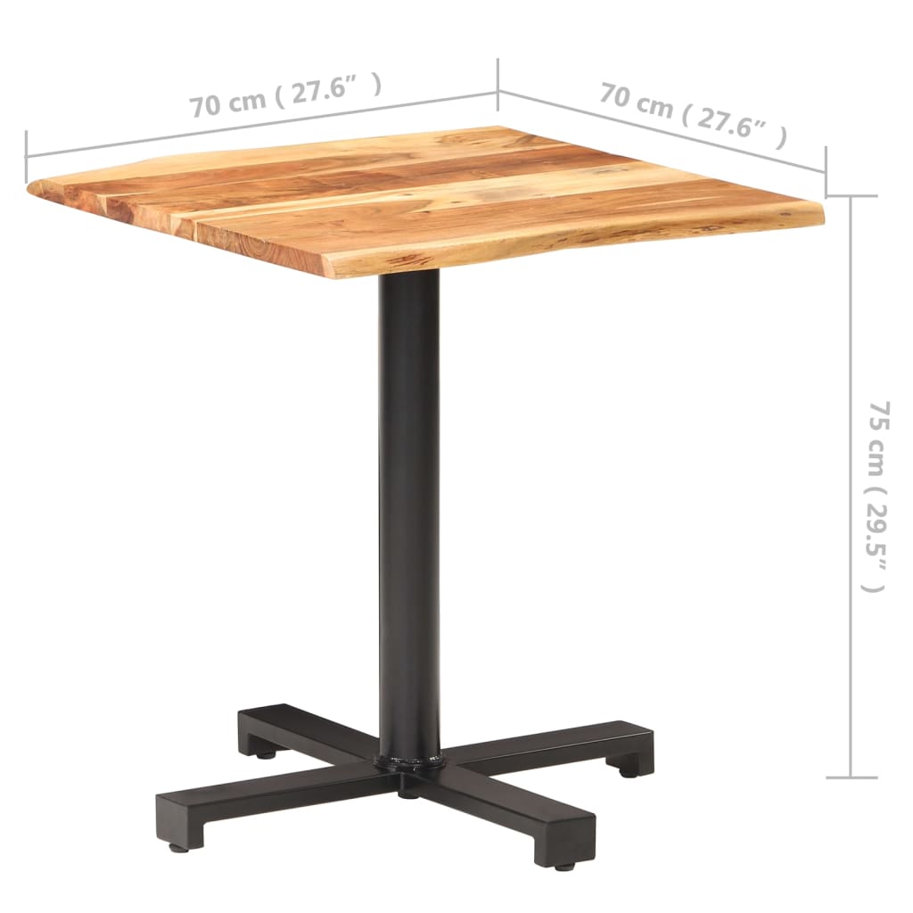 vidaXL Bistro Table with Live Edges 70x70x75 cm Solid Acacia Wood