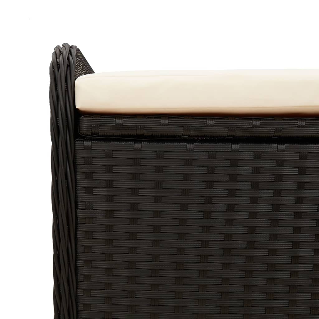 vidaXL Storage Bench with Cushion Black 80x51x52 cm Poly Rattan