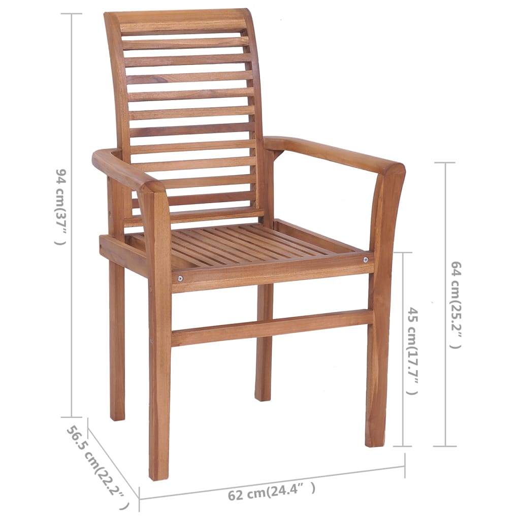 vidaXL Dining Chairs 6 pcs with Grey Cushions Solid Teak Wood