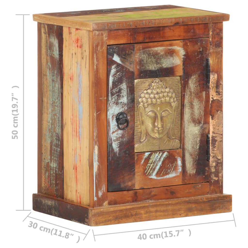 vidaXL Bedside Cabinet with Buddha Cladding 40x30x50 cm Reclaimed Wood