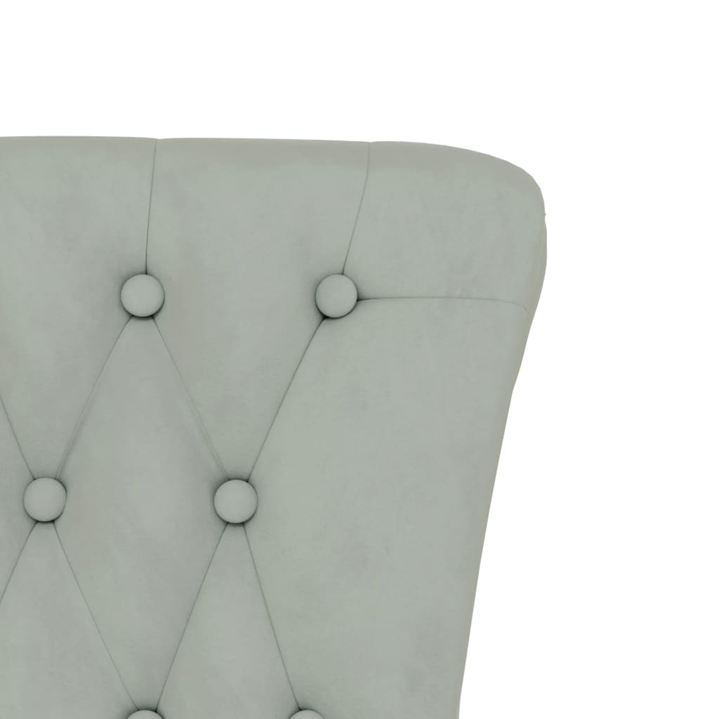 vidaXL High Back Chair Light Grey Velvet Button Design