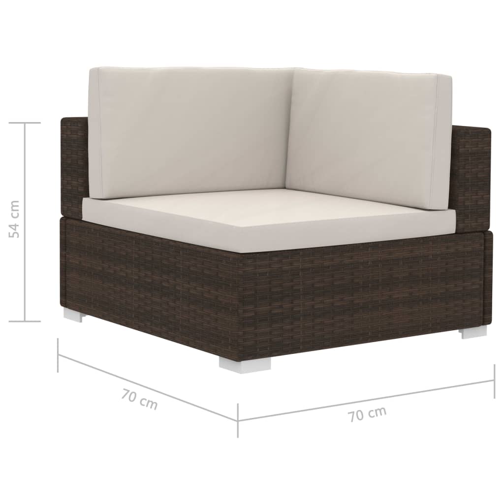 vidaXL 3 Piece Garden Sofa Set with Cushions Poly Rattan Brown