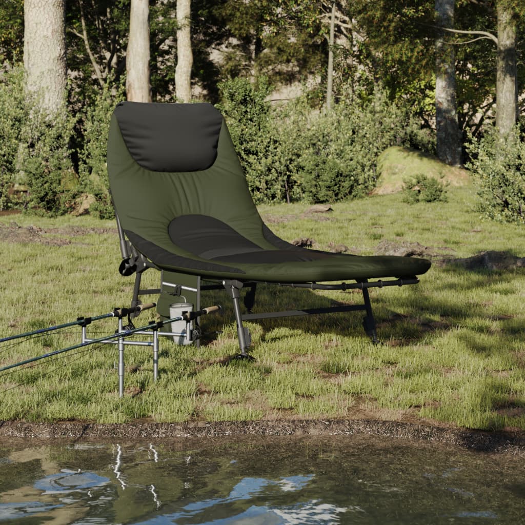 vidaXL Fishing Bed with Adjustable Mud Legs Foldable Green