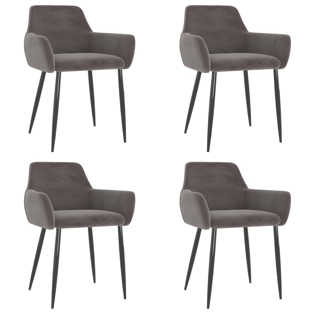 vidaXL Dining Chairs 4 pcs Light Grey Velvet