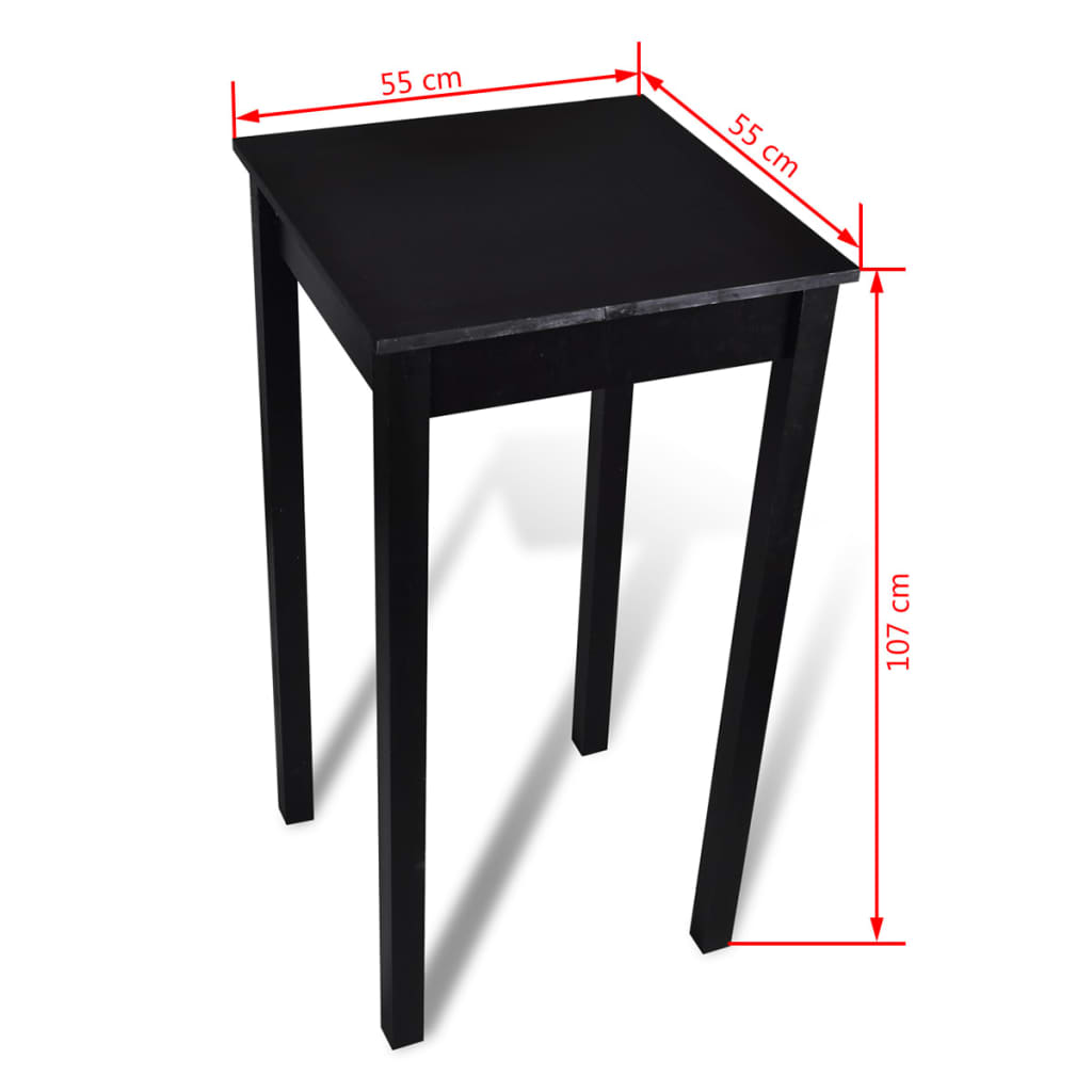 Bar Table with 2pcs Bar Chairs Black