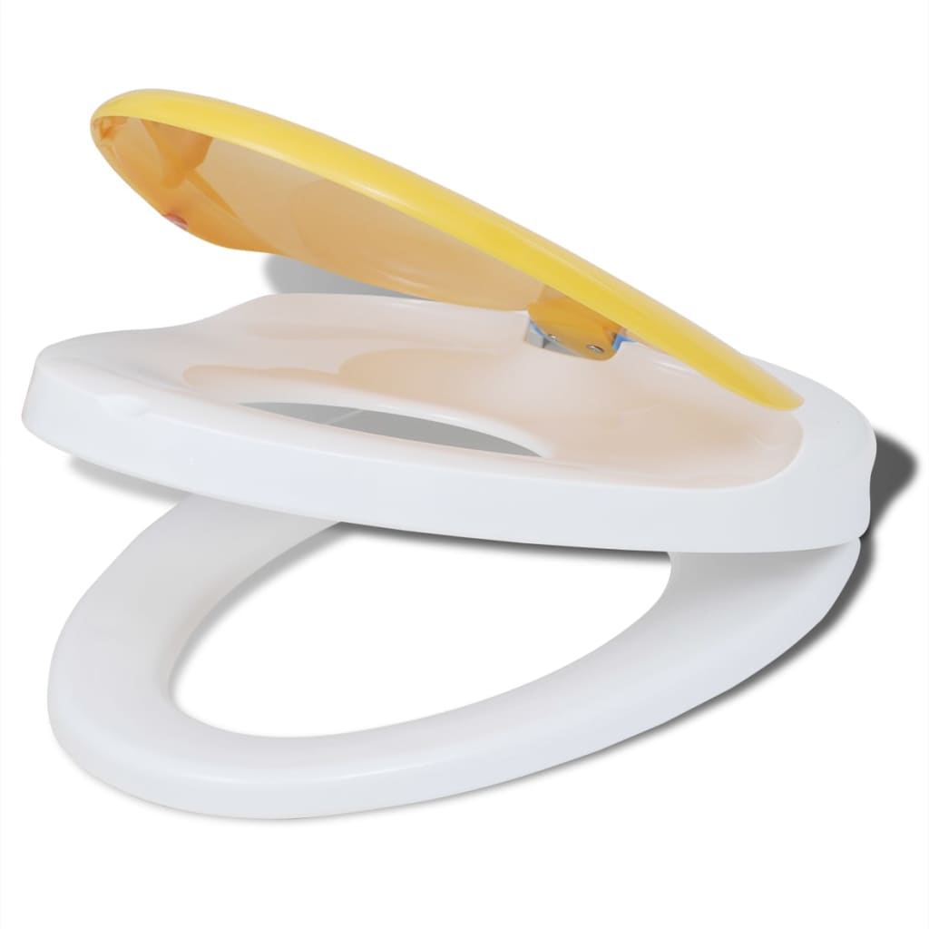 vidaXL Toilet Seats with Soft Close Lids 2pcs Plastic White and Yellow