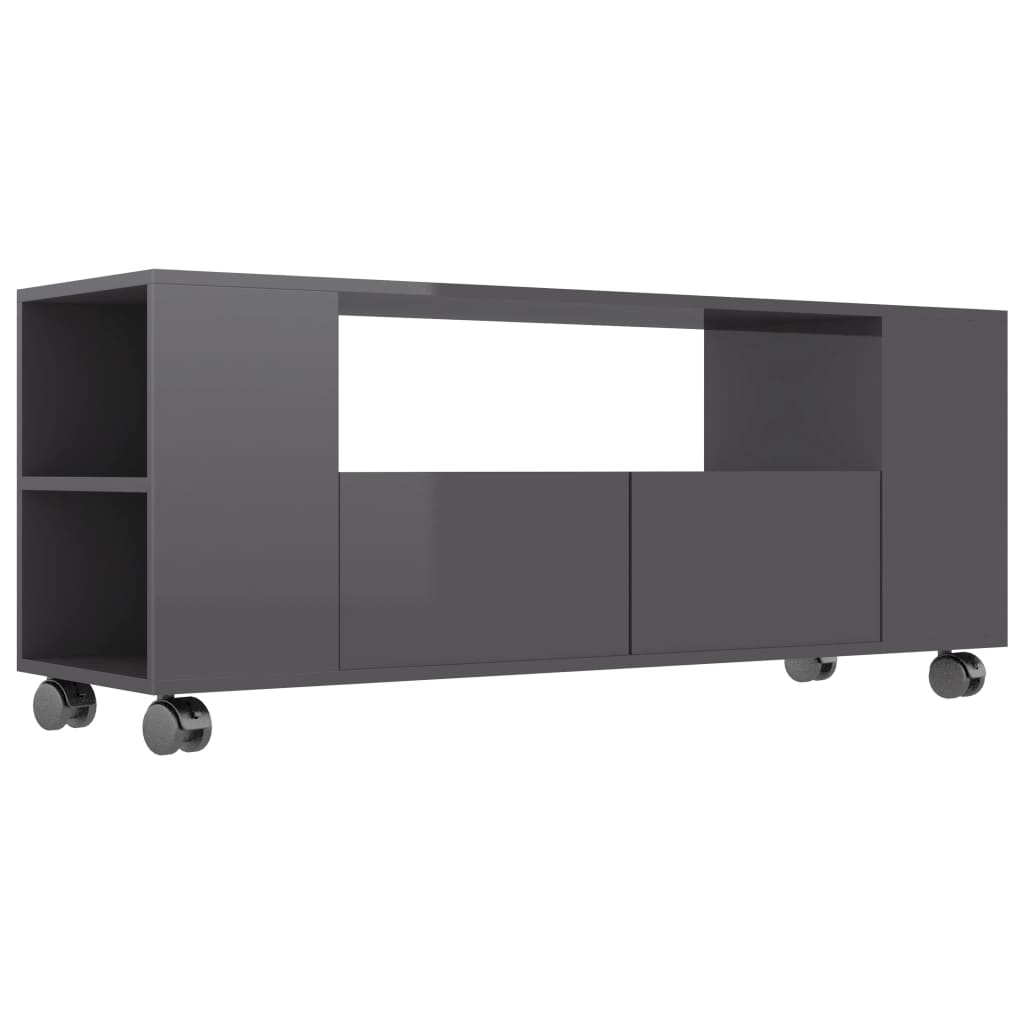 vidaXL TV Cabinet High Gloss Grey 120x35x48 cm Engineered Wood