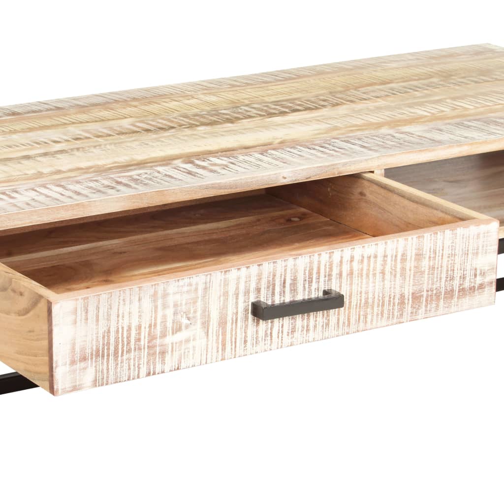 vidaXL Coffee Table White 117x50x30 cm Solid Acacia Wood