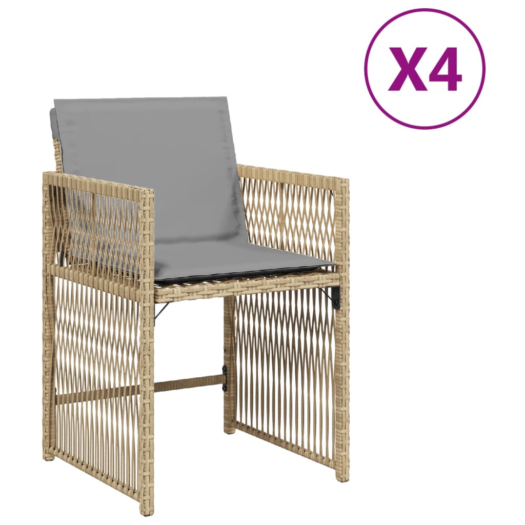 vidaXL Garden Chairs with Cushions 4 pcs Mix Beige Poly Rattan