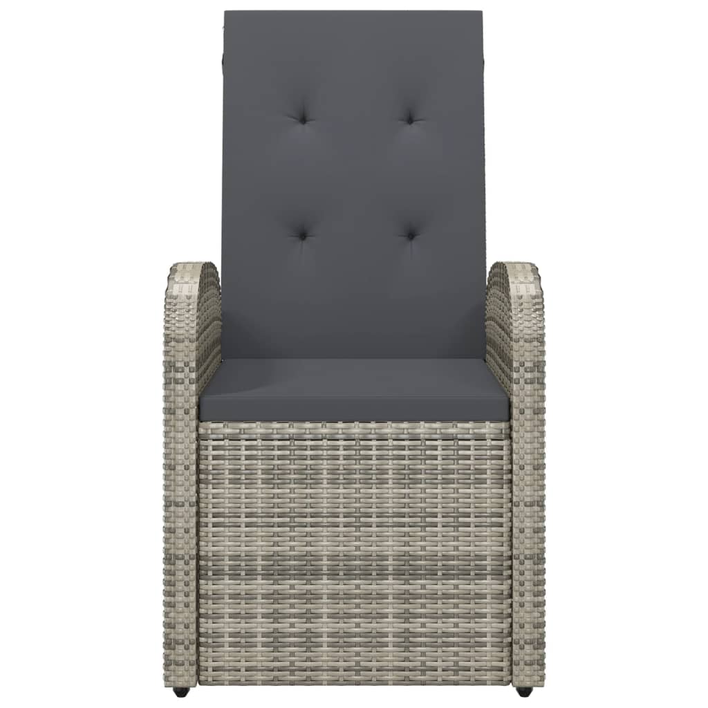 vidaXL Reclining Garden Chairs 2 pcs with Cushions Poly Rattan Grey