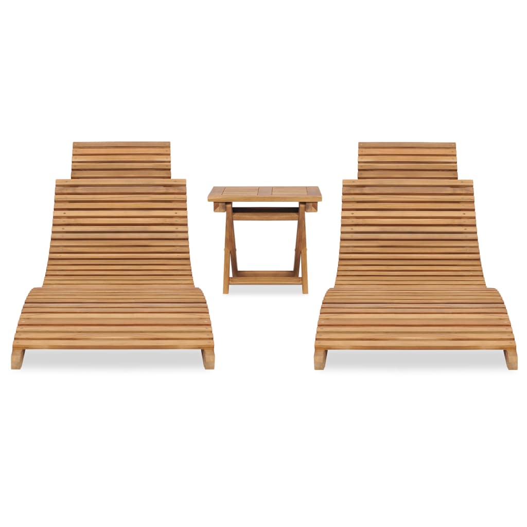 vidaXL 3 Piece Folding Garden Lounge Set Solid Teak Wood