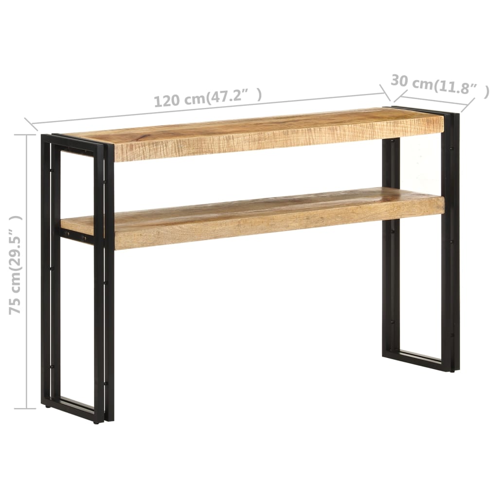vidaXL Console Table 120x30x75 cm Rough Mango Wood