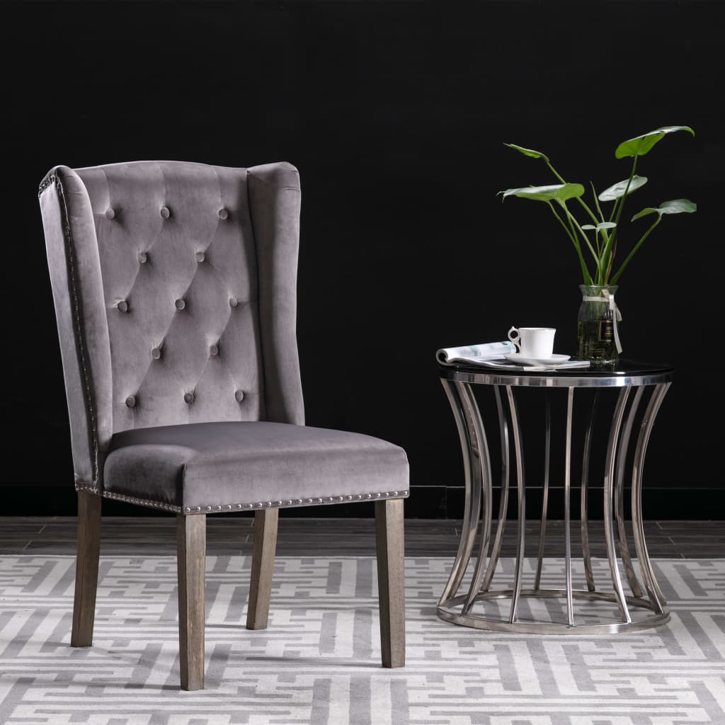 vidaXL Dining Chairs 4 pcs Grey Velvet