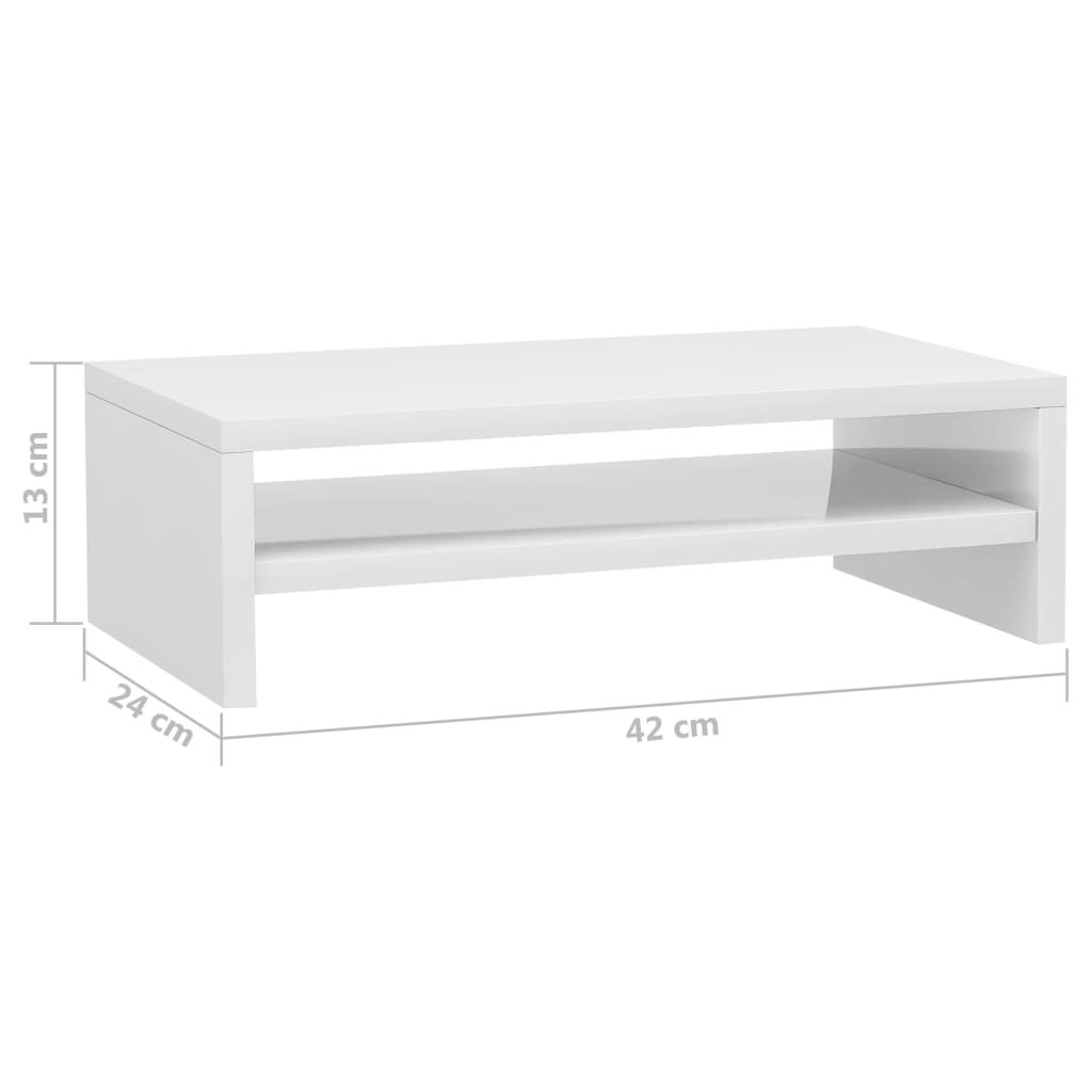vidaXL Monitor Stand High Gloss White 42x24x13 cm Engineered Wood
