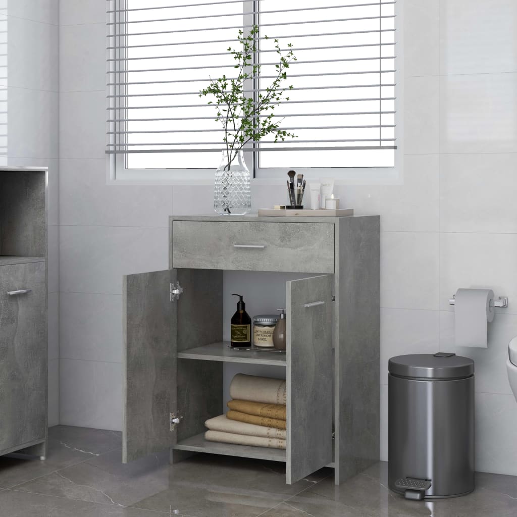 vidaXL Bathroom Cabinet Concrete Grey 60x33x80 cm Engineered Wood