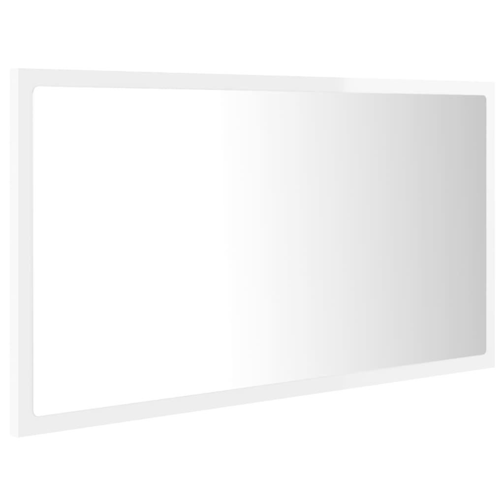 vidaXL LED Bathroom Mirror High Gloss White 80x8.5x37 cm Acrylic