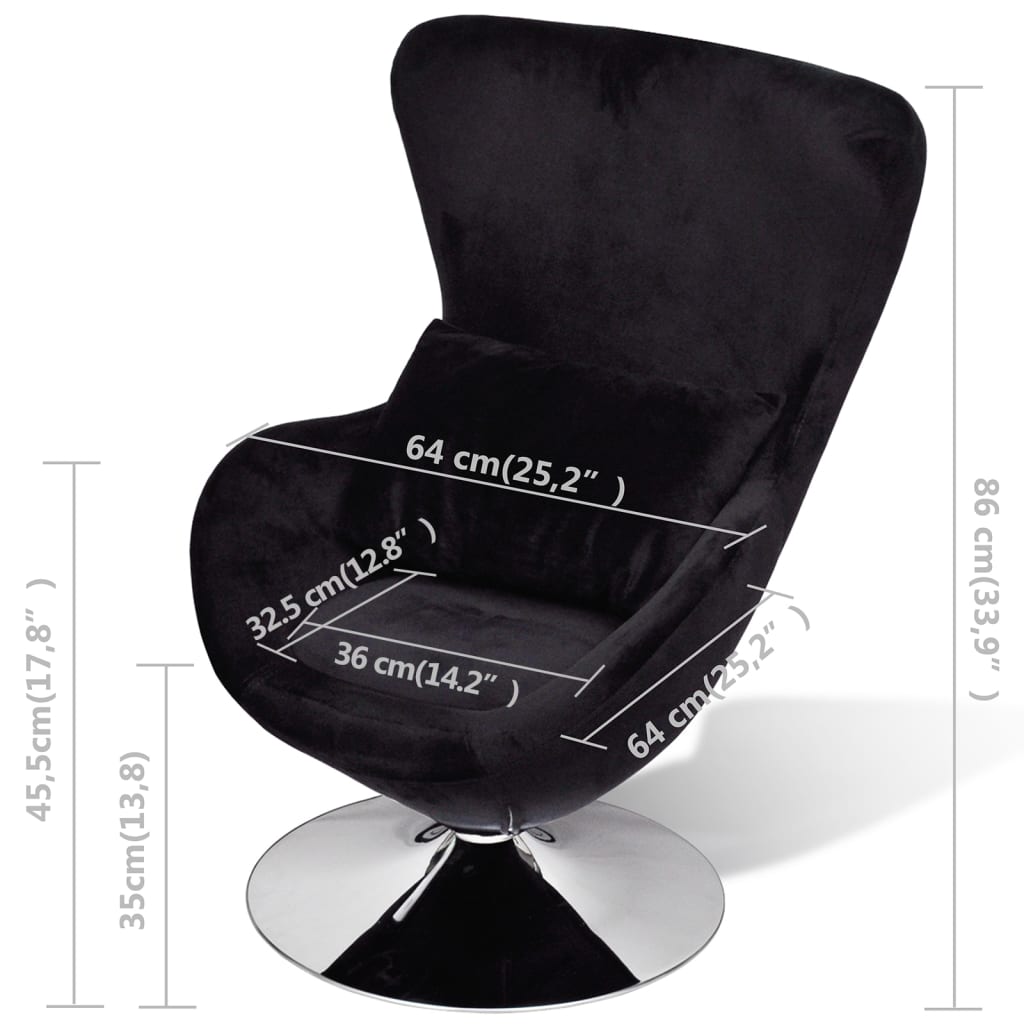 vidaXL Armchair with Egg Shape Black