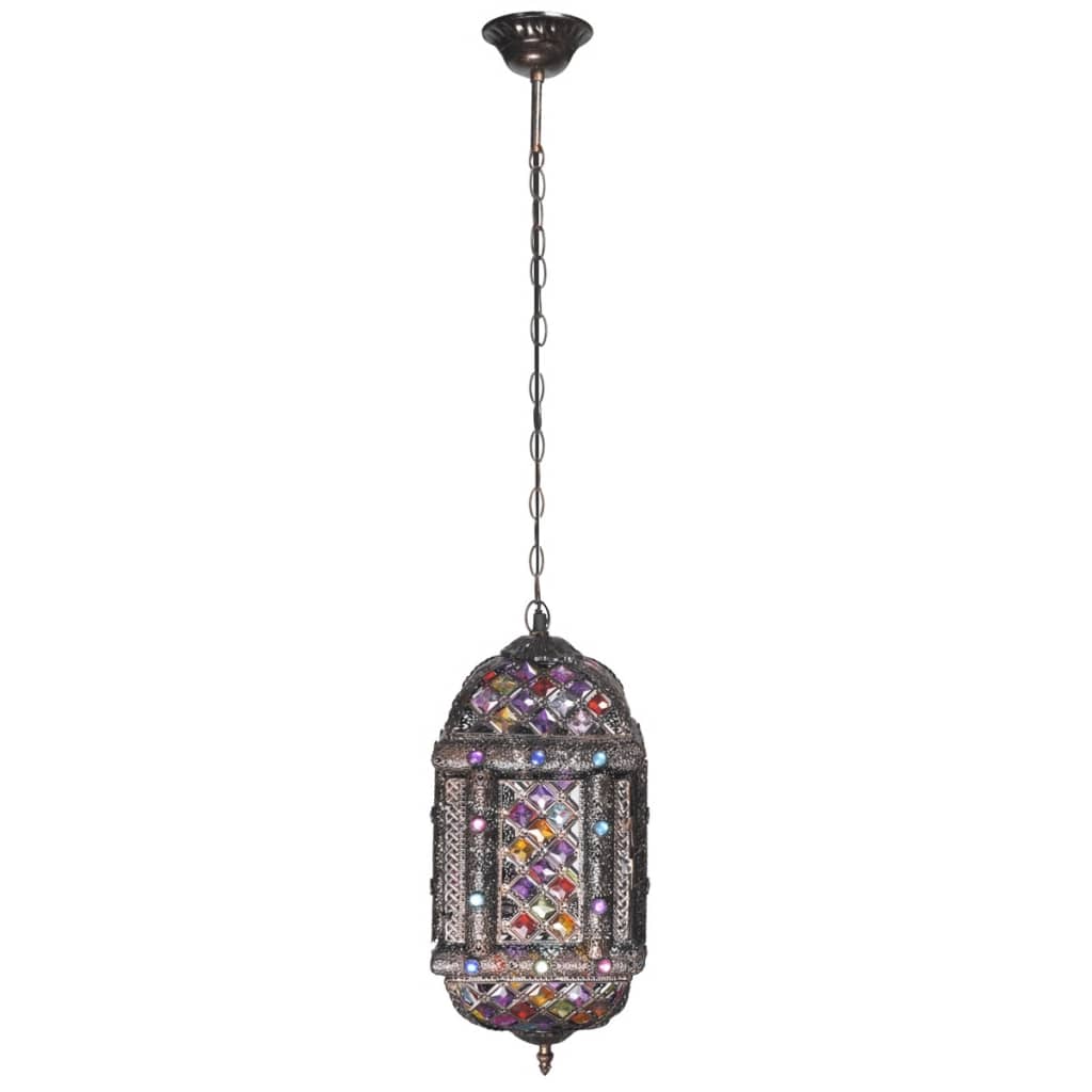 Multicolour Metal Pendant Lamp with Crystal Beads
