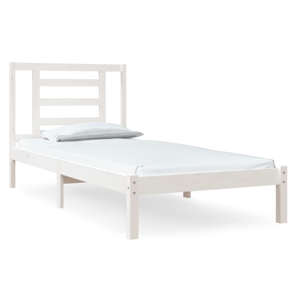 vidaXL Bed Frame White Solid Wood Pine 90x190 cm Single