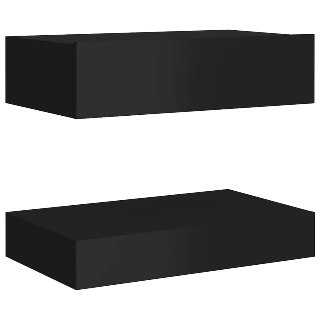vidaXL Bedside Cabinets 2 pcs High Gloss Black 60x35 cm Engineered Wood
