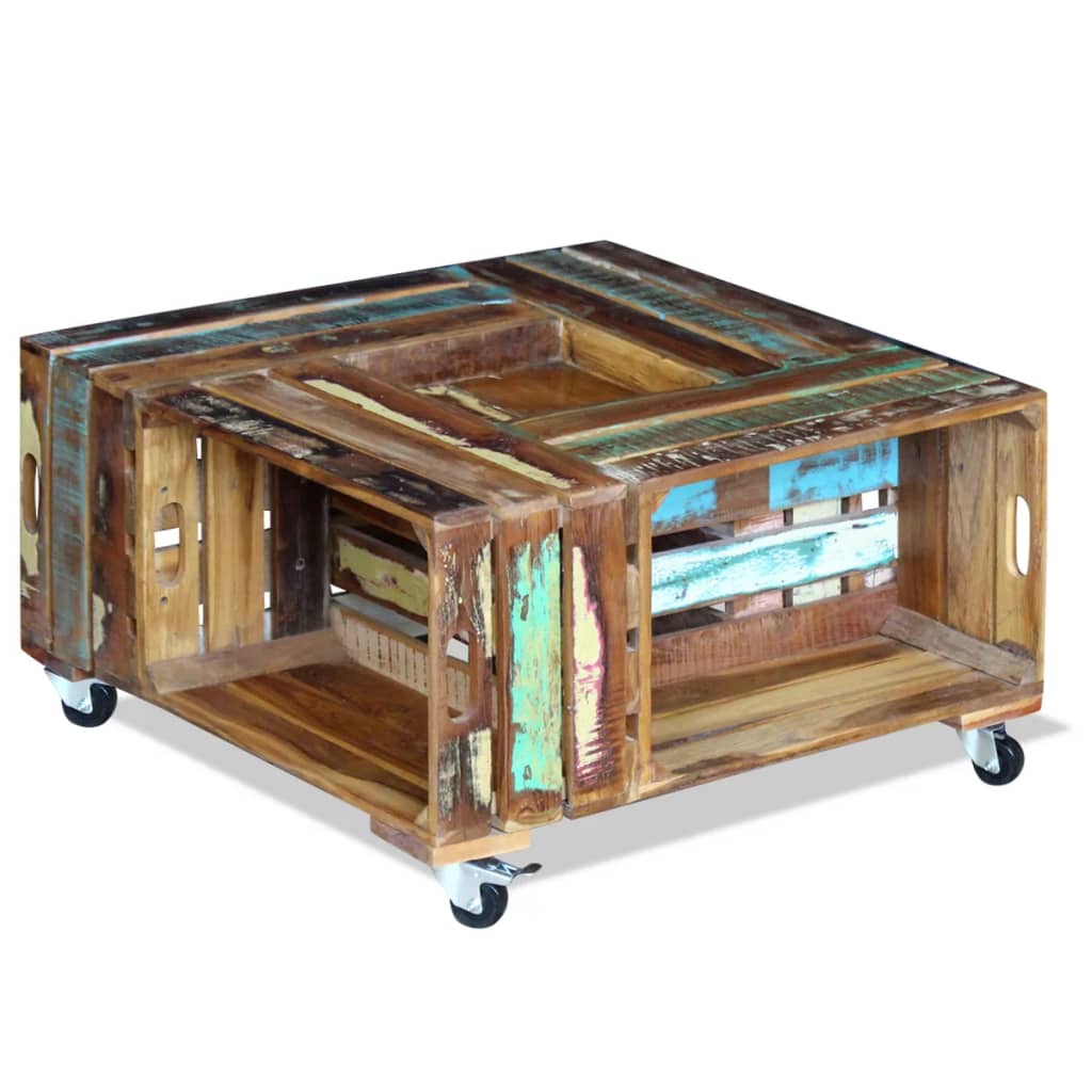 vidaXL Coffee Table Solid Reclaimed Wood 70x70x35 cm