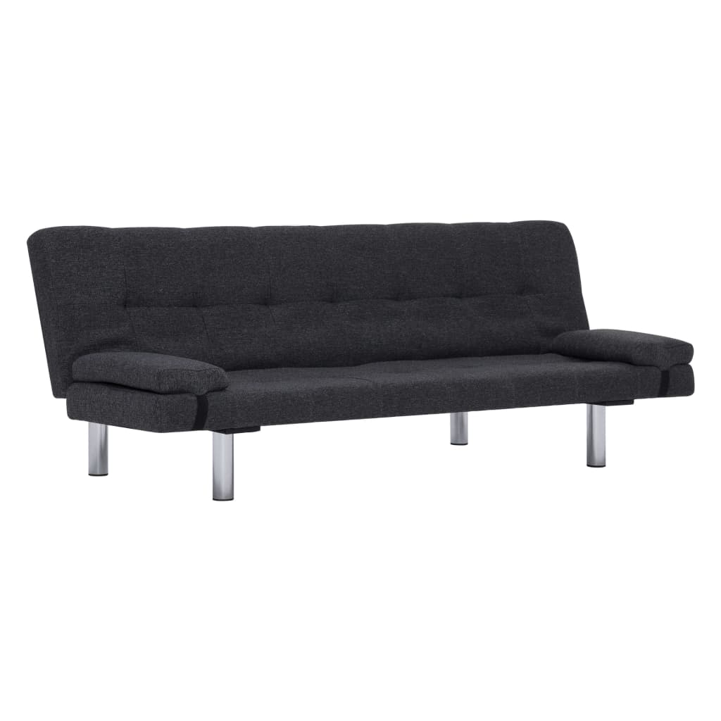 vidaXL Sofa Bed with Two Pillows Dark Grey Polyester
