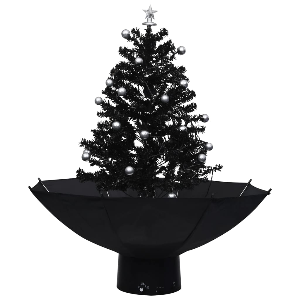 vidaXL Snowing Christmas Tree with Umbrella Base Black 75 cm PVC