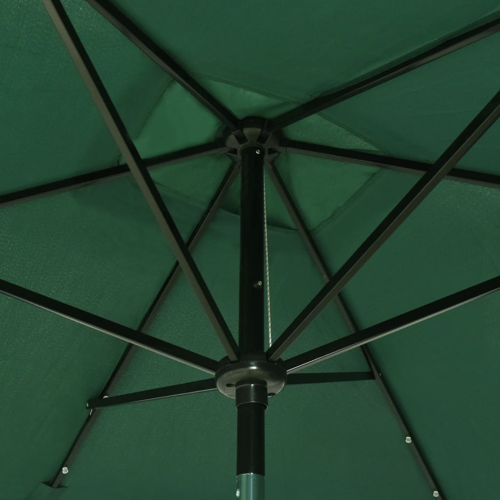 vidaXL Parasol with LEDs and Steel Pole Green 2x3 m