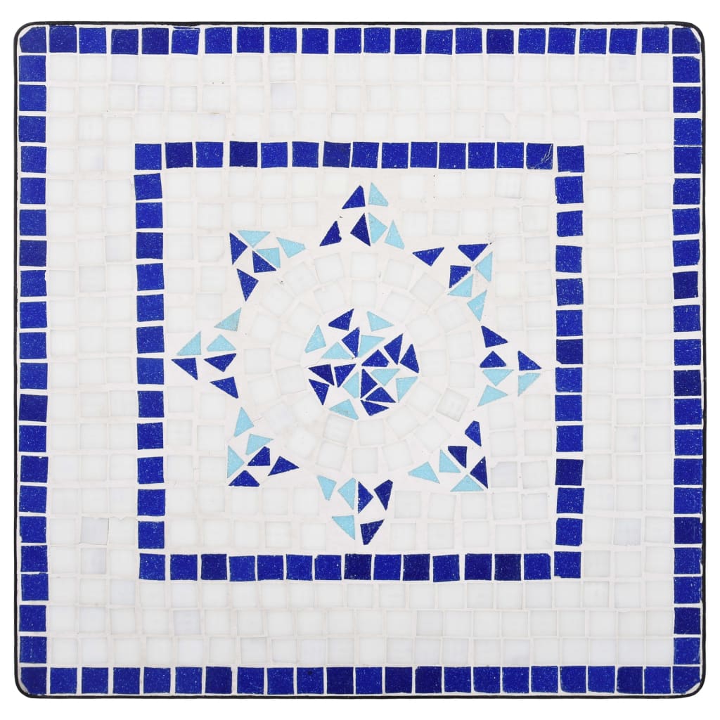 vidaXL Mosaic Bistro Table Blue and White 60 cm Ceramic