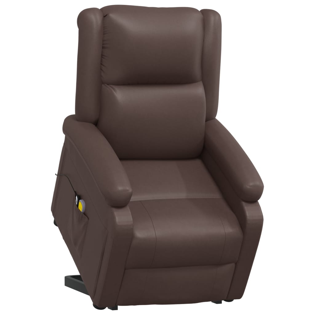 vidaXL Stand up Massage Chair Brown Faux Leather