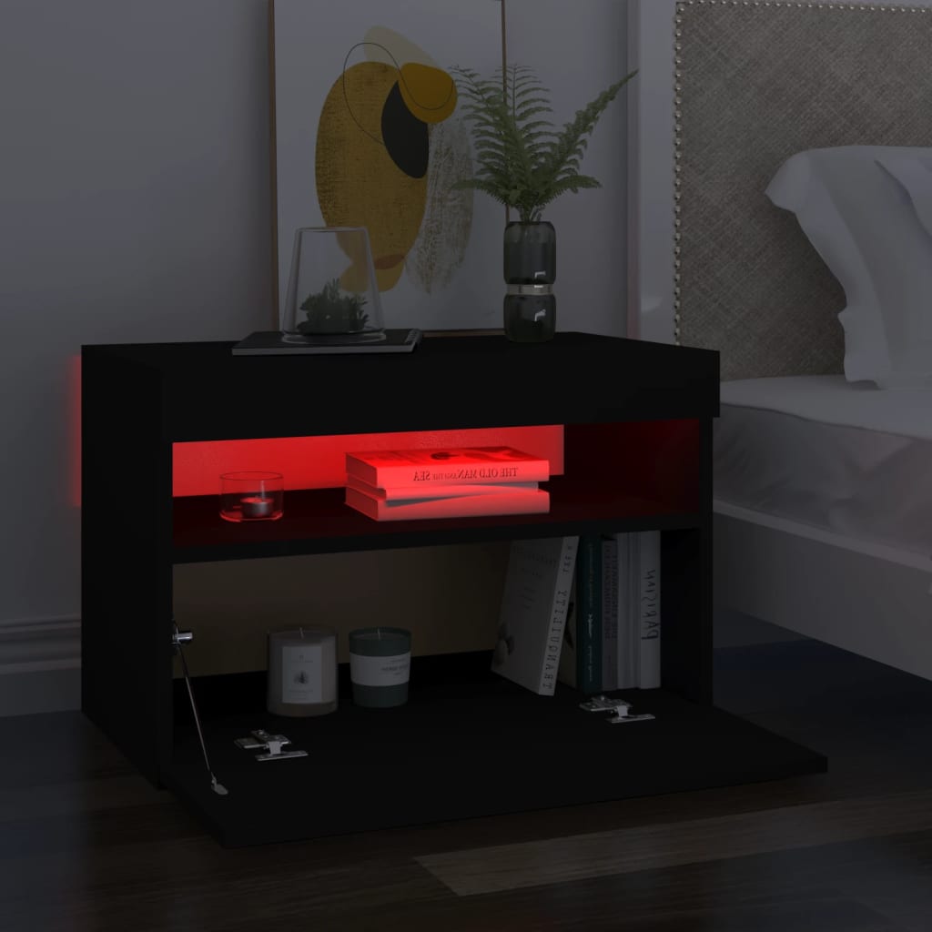 vidaXL TV Cabinet with LED Lights Black 60x35x40 cm