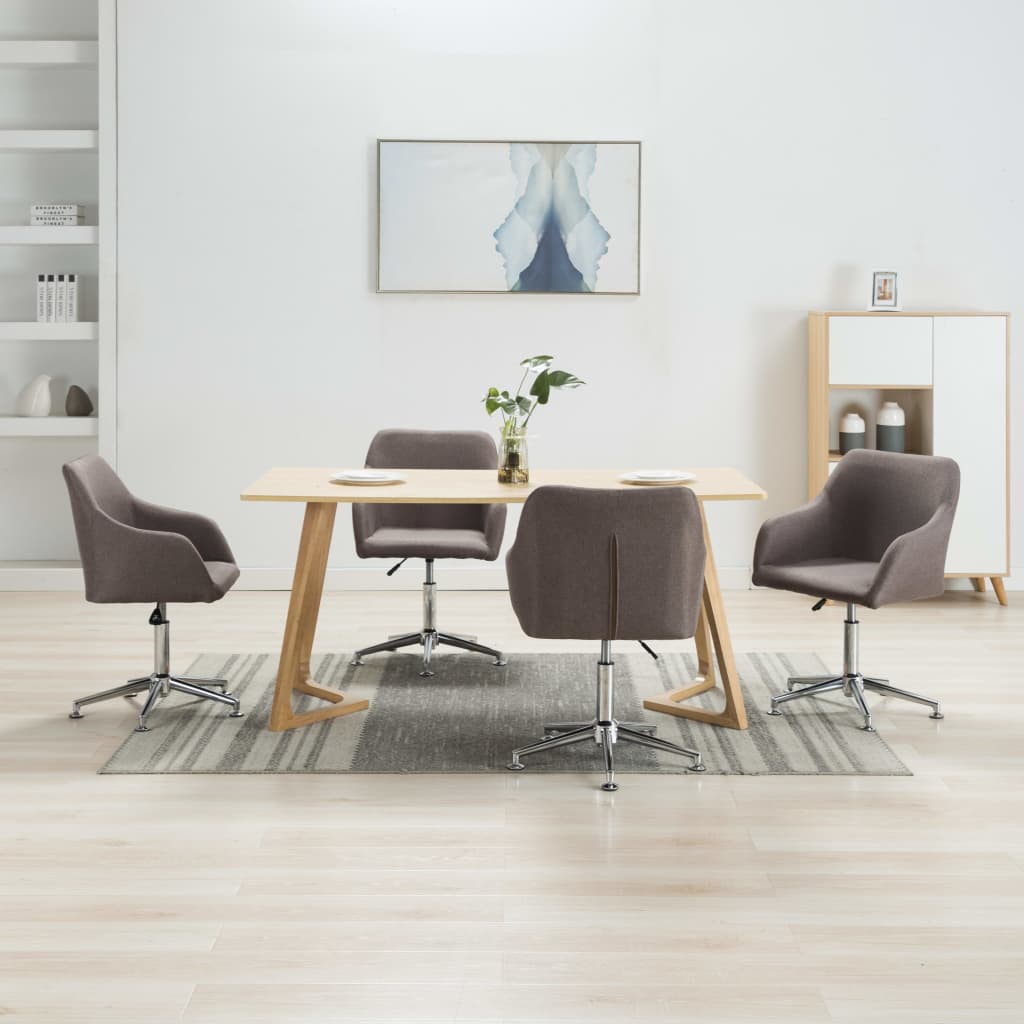vidaXL Swivel Dining Chairs 4 pcs Taupe Fabric