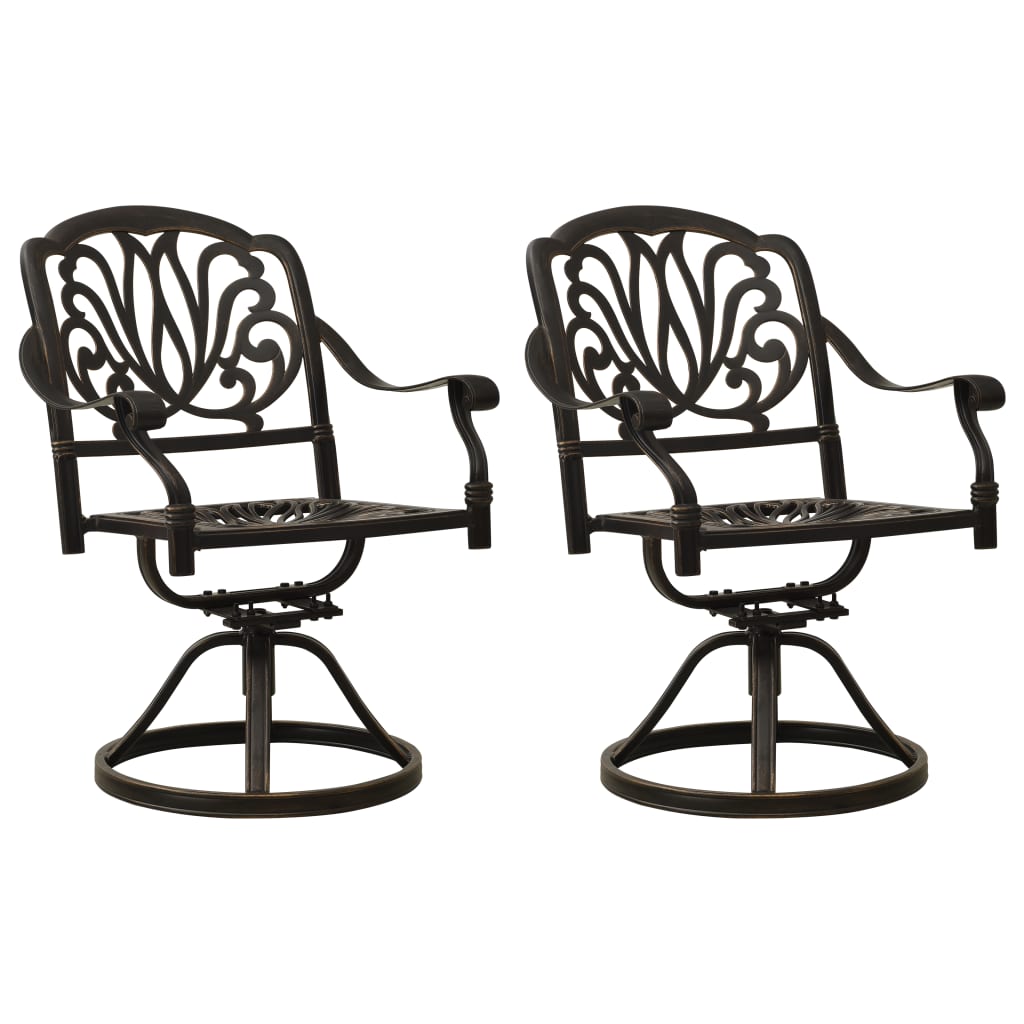 vidaXL Swivel Garden Chairs 2 pcs Cast Aluminium Bronze