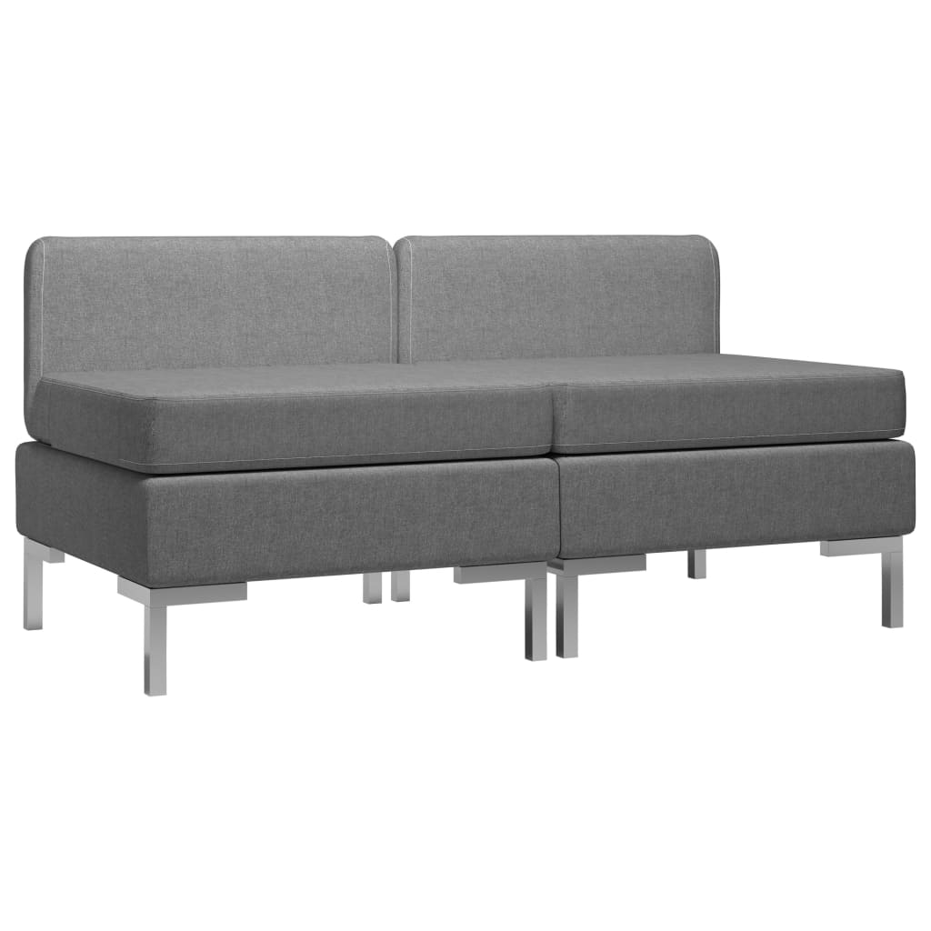 vidaXL Sectional Middle Sofas 2 pcs with Cushions Fabric Dark Grey